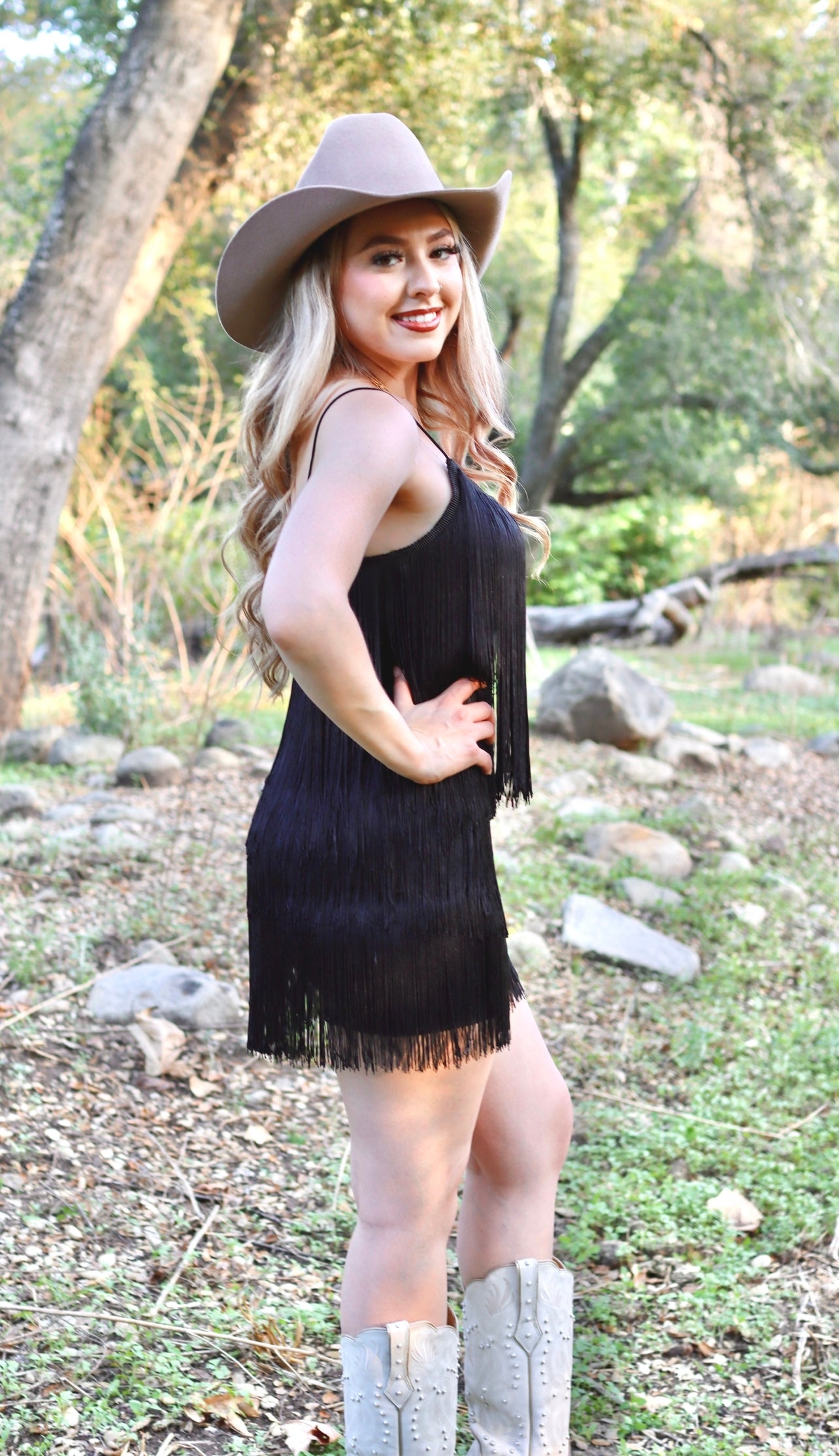 Sandra Black Fringe Dress