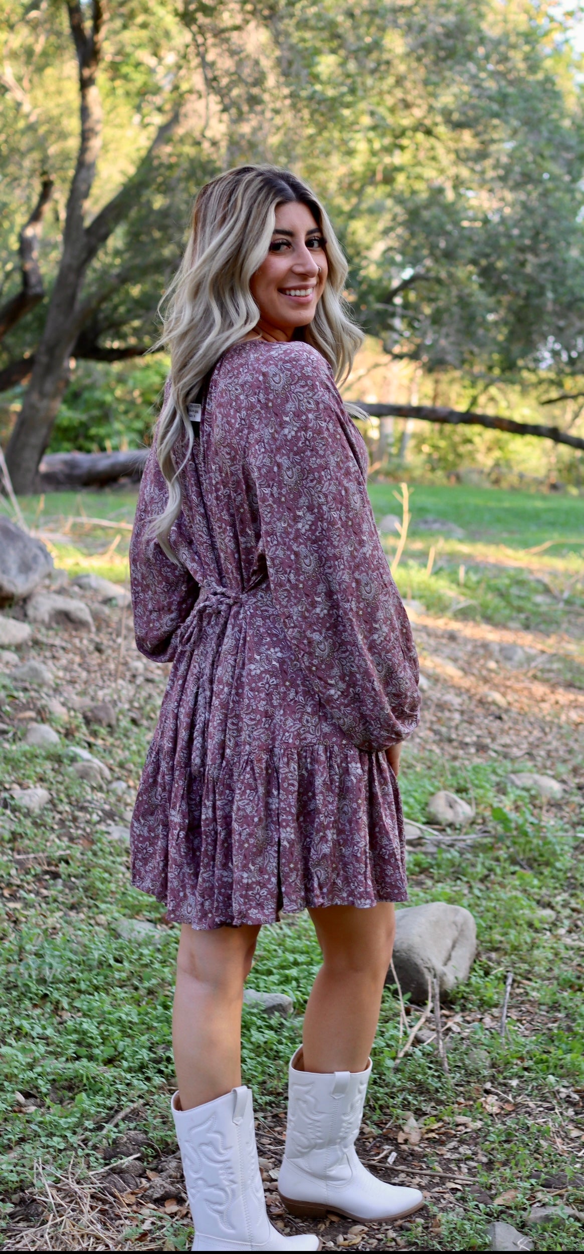 006 Mauve Floral Print Dress